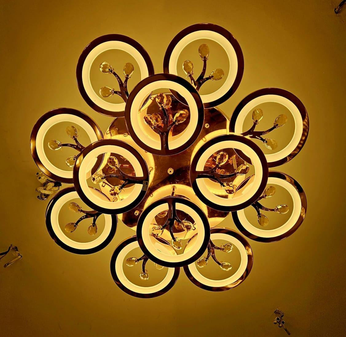 12 Light Rose Gold Flower Led Chandelier